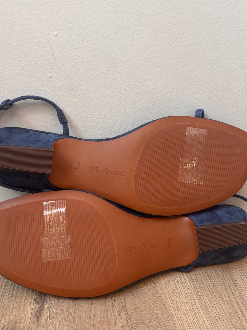 Madewell Women’s The Maycie Asymmetric T-Strap Sandal Suede Blue Size 7.5 NU745 - Picture 7 of 8